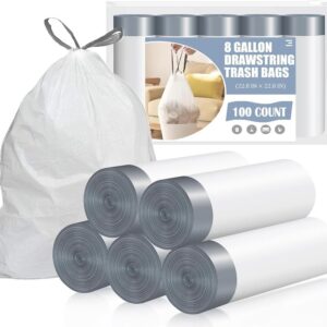 Kitchen Drawstring Trash Bags 8 Gallon 100 Count